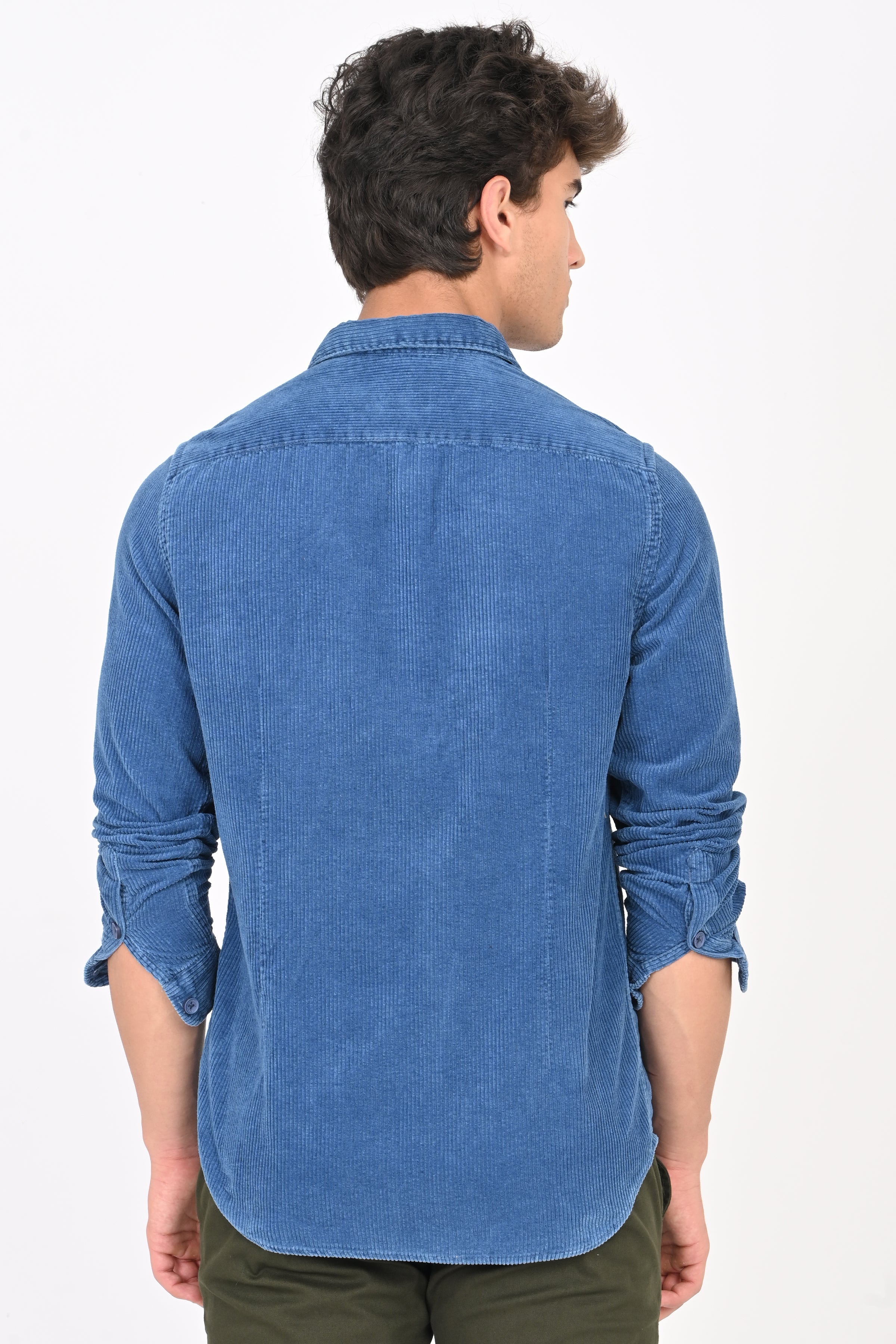 Men Indigo Corduroy Shirt
