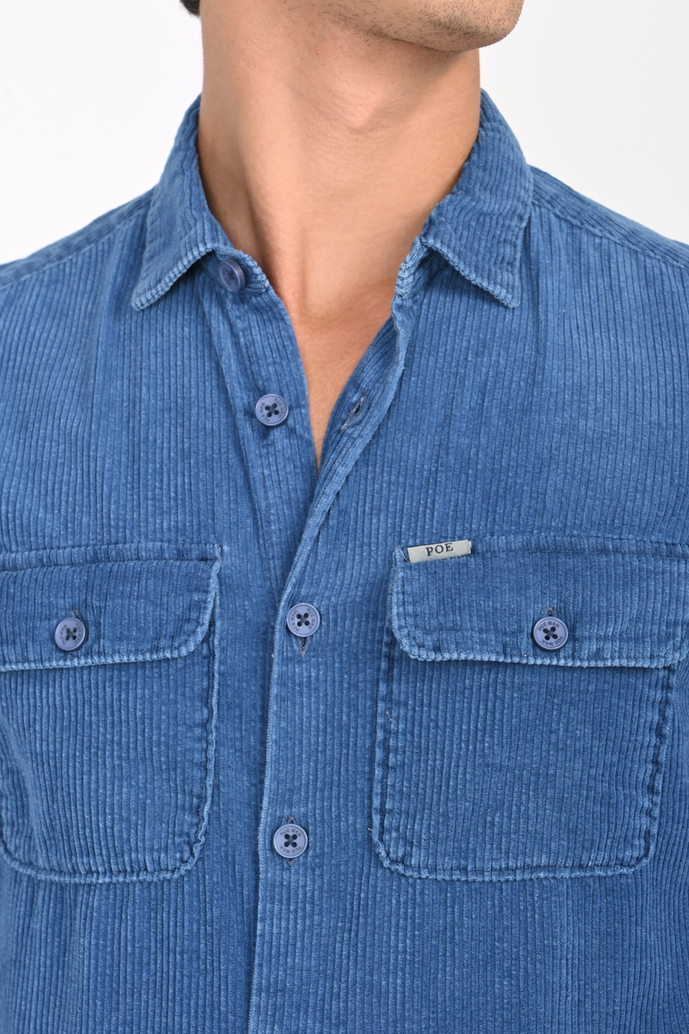 Men Indigo Corduroy Shirt