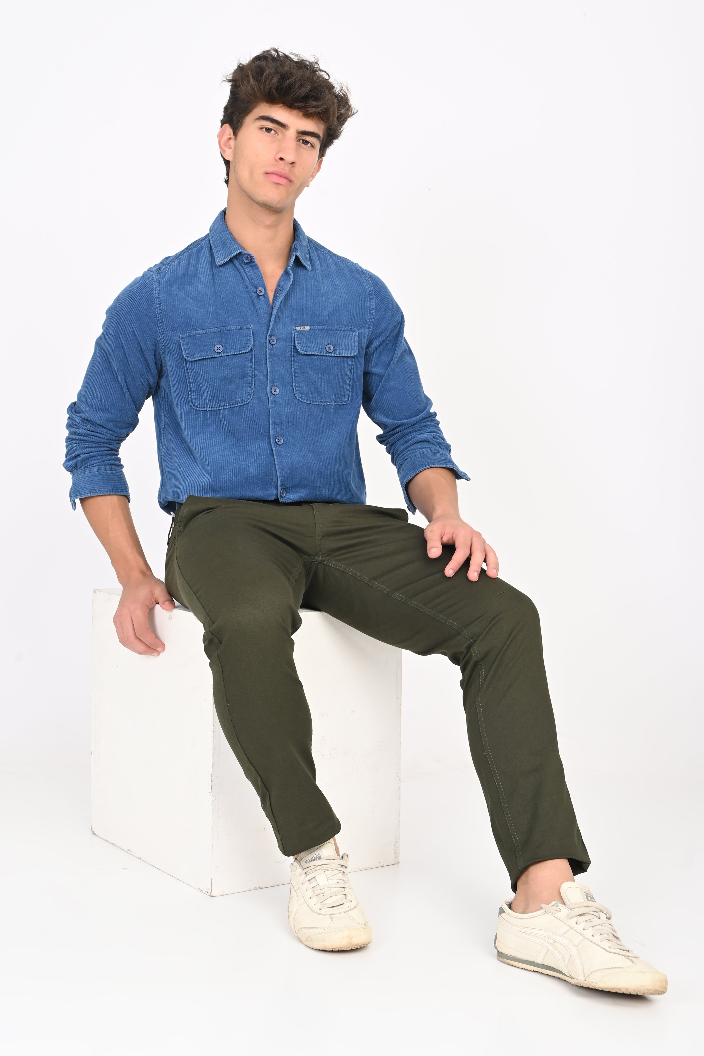 Men Indigo Corduroy Shirt