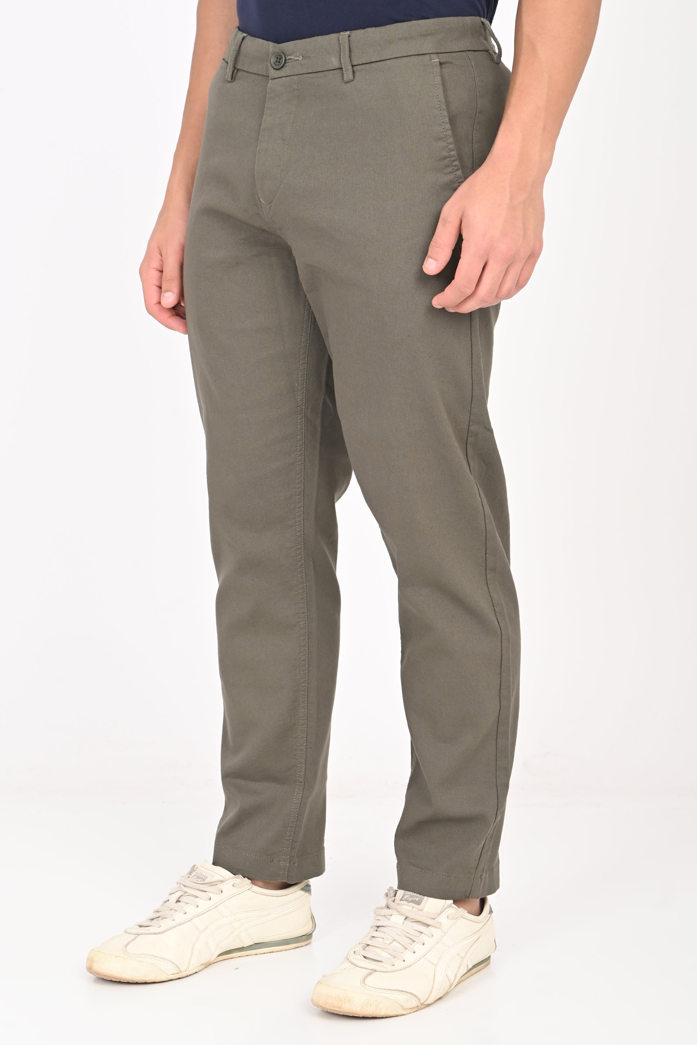 Men Structured Cotton Trouser
