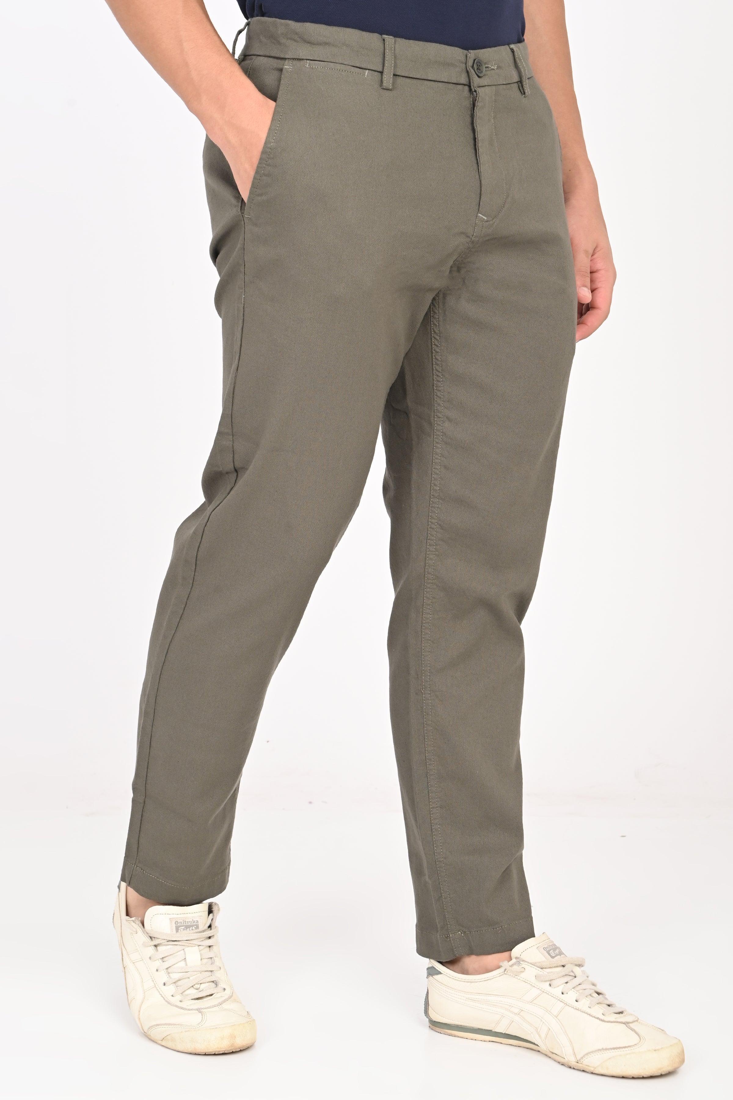 Men Structured Cotton Trouser