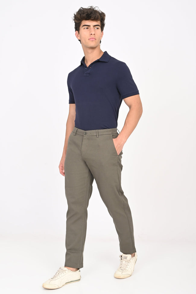 Men Structured Cotton Trouser