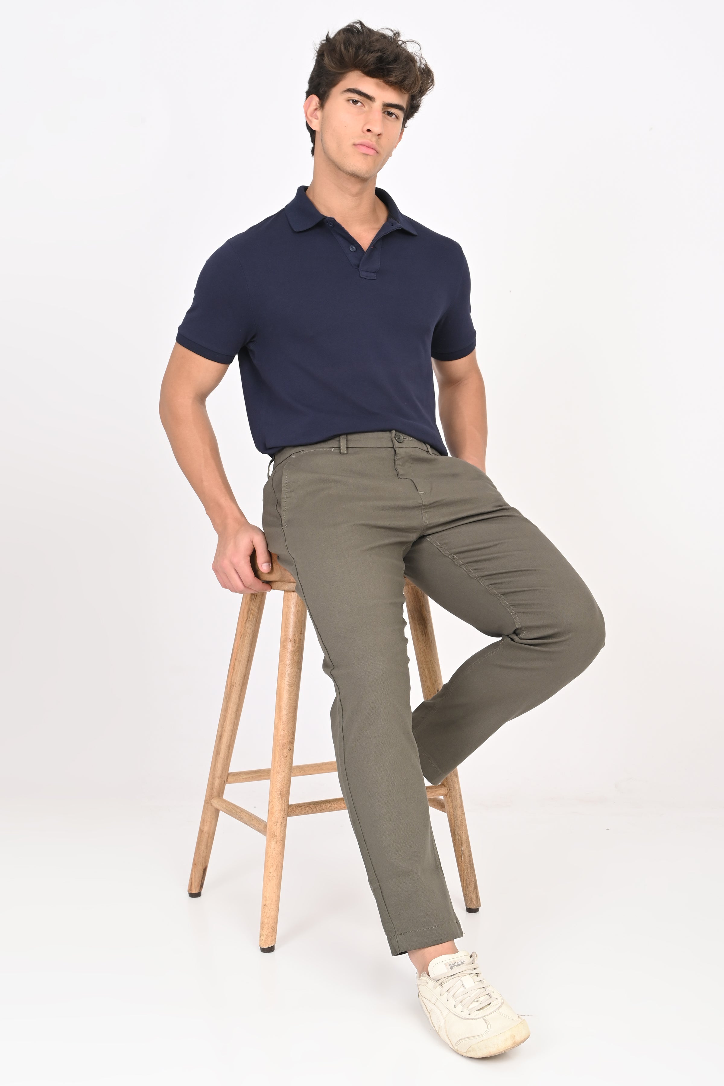 Men Structured Cotton Trouser