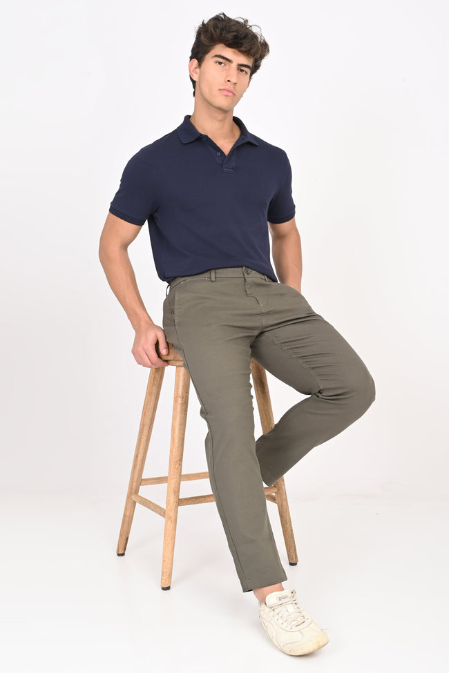Men Structured Cotton Trouser