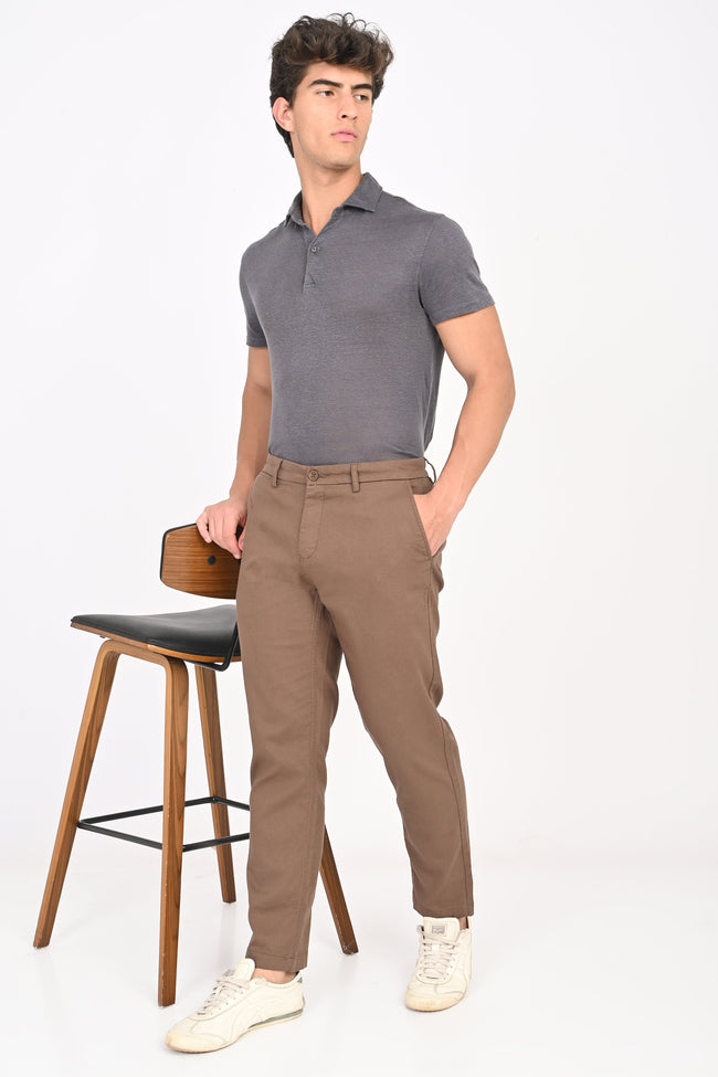 Men Structured Cotton Trouser