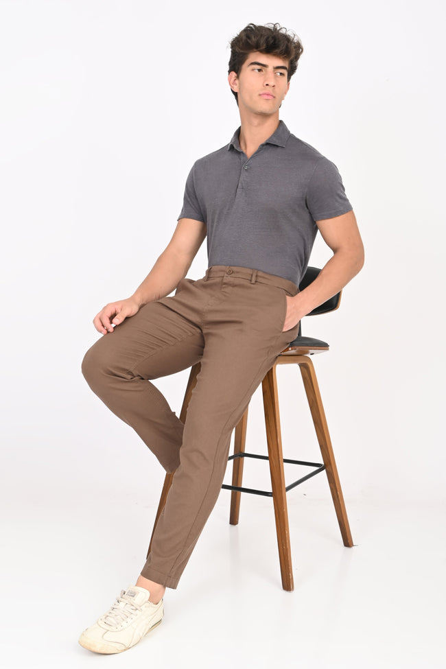 Men Structured Cotton Trouser
