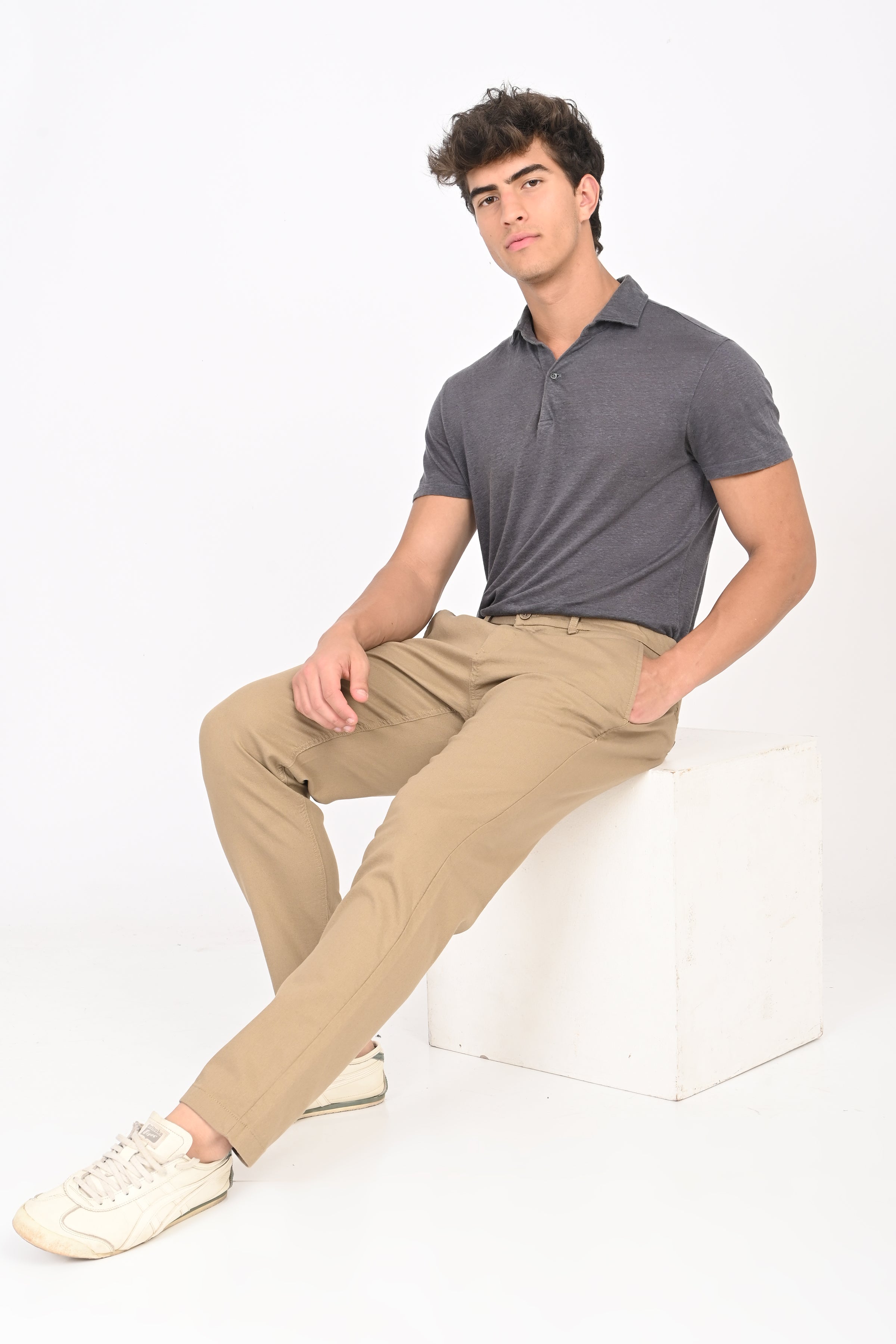 Men Structured Cotton Trouser