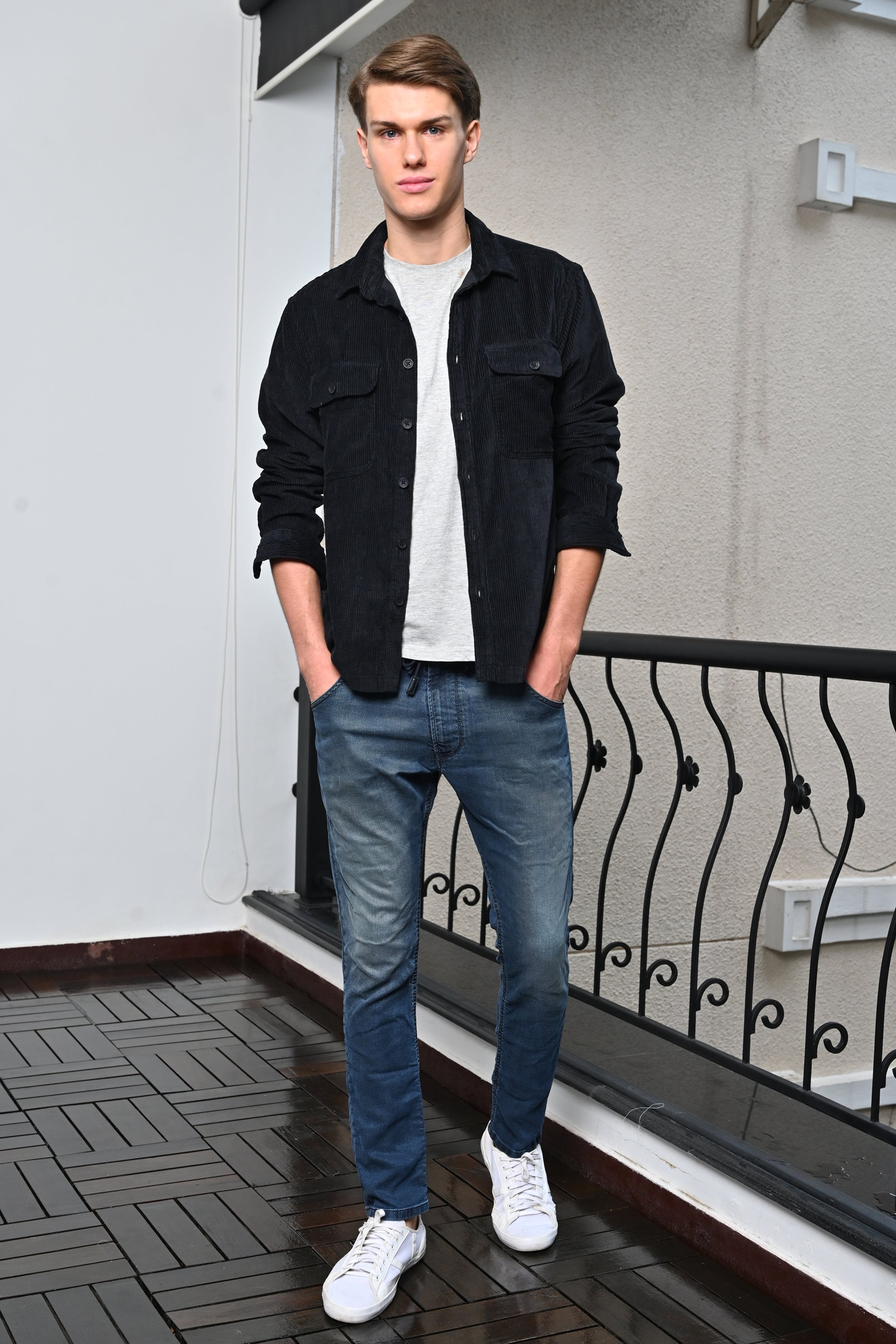 Mens Topaz Black Heavy Corduroy Overshirt
