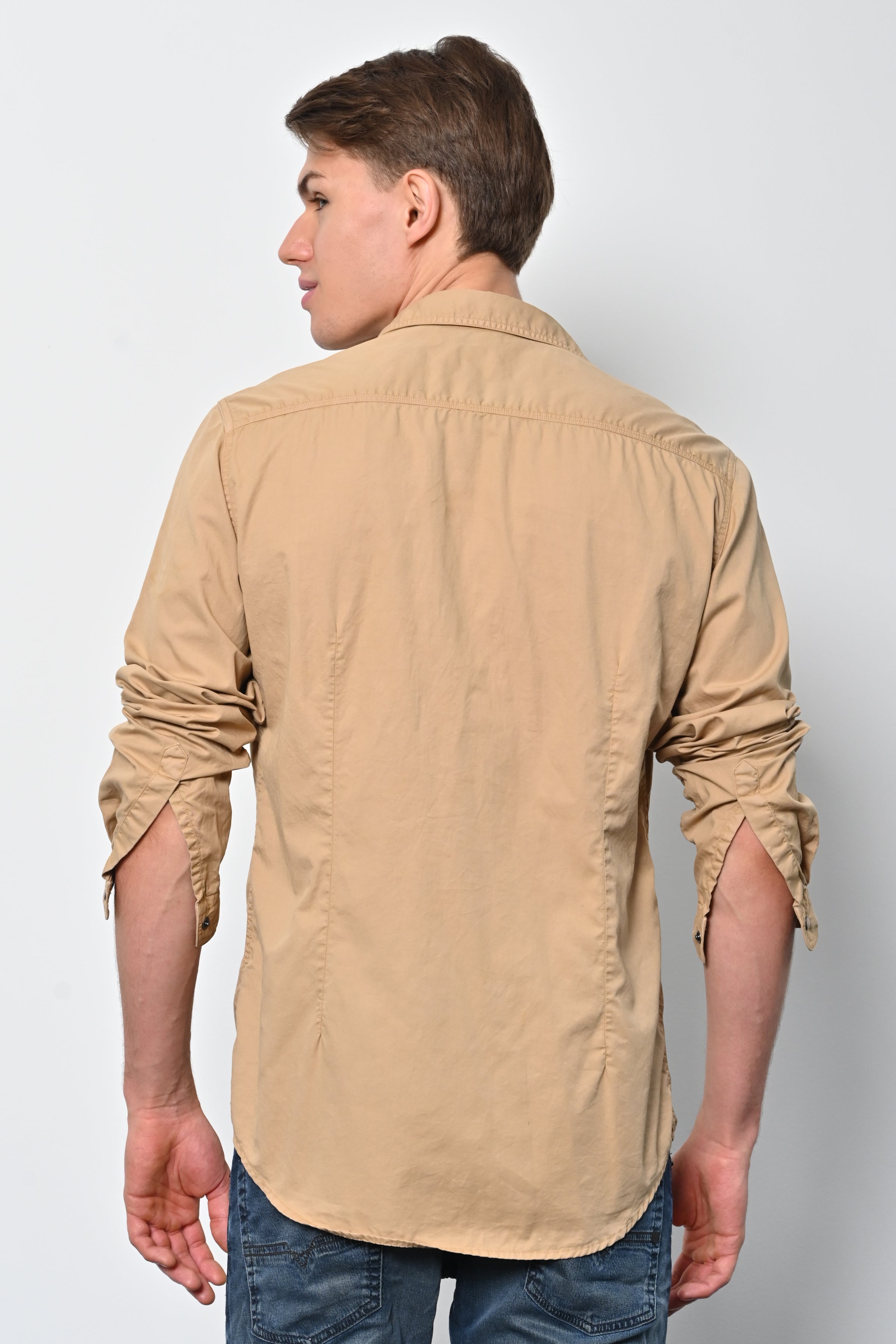 Men Patric Cotton Cargo Shirt Beige