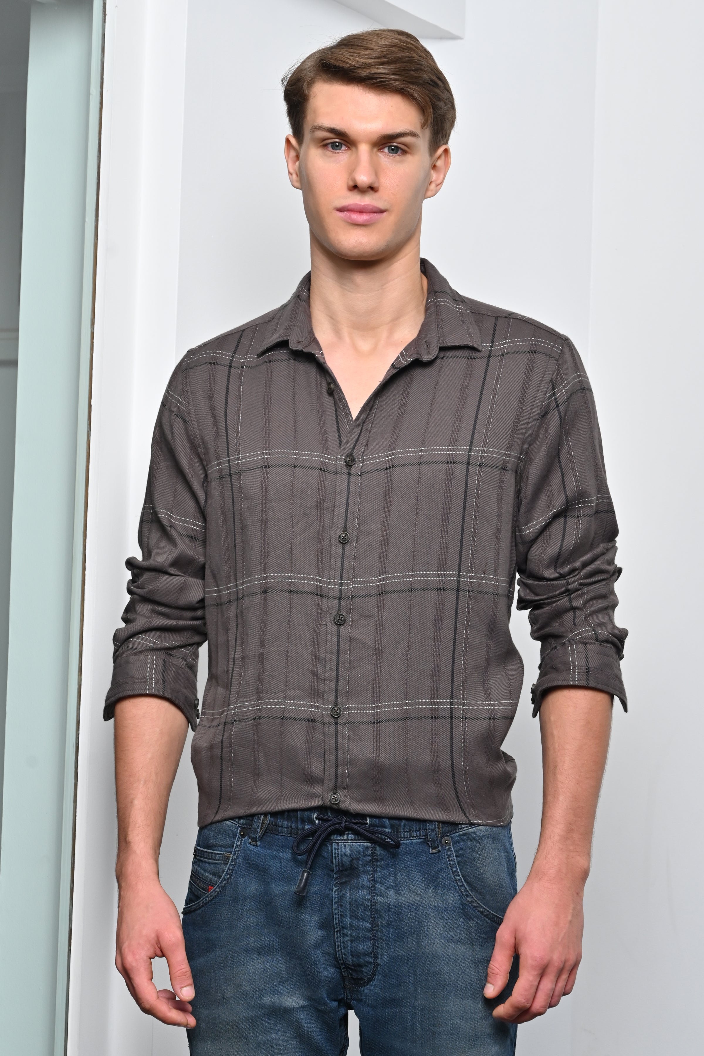 Men Cotton Check Shirt