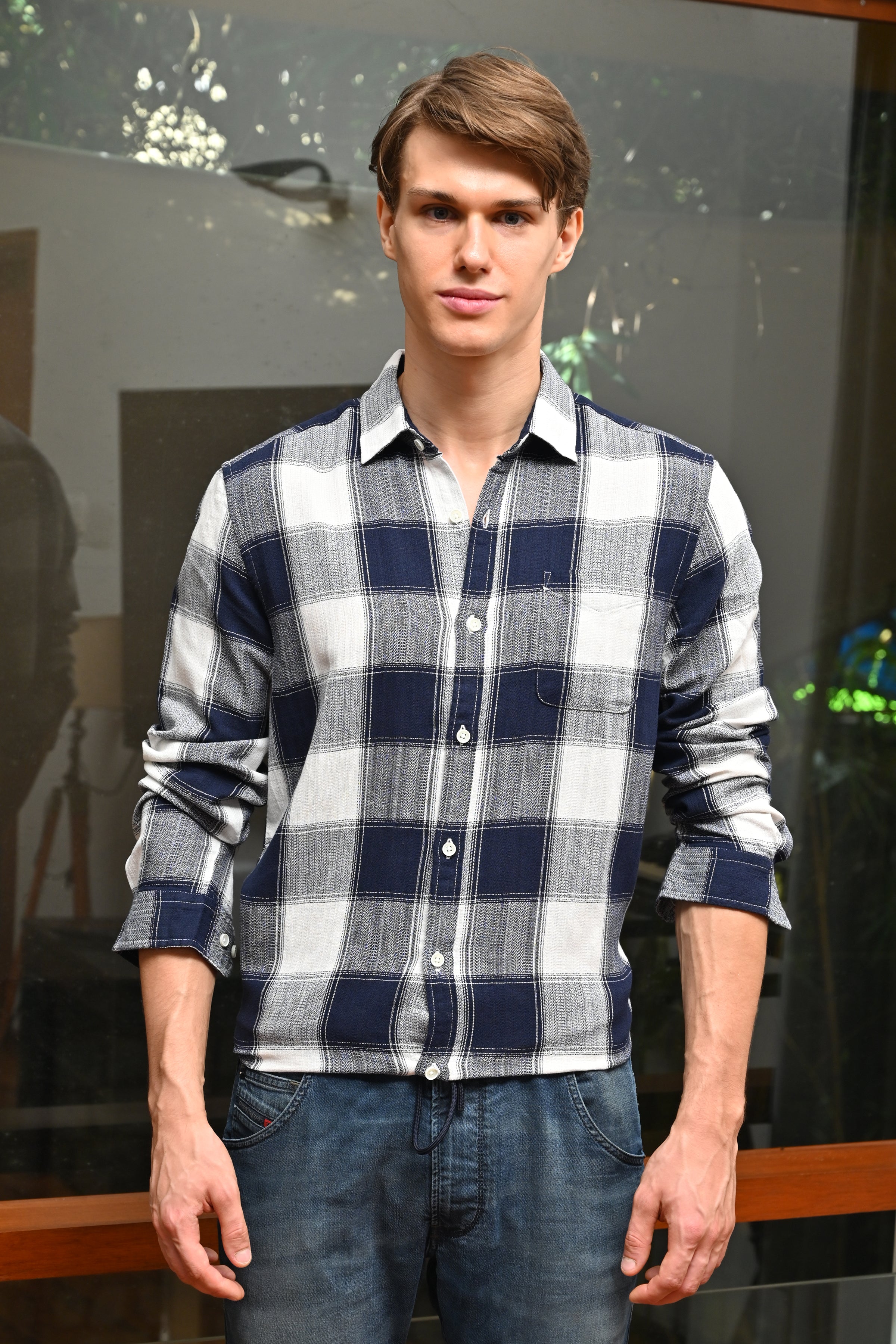 Men Block Check Shirt