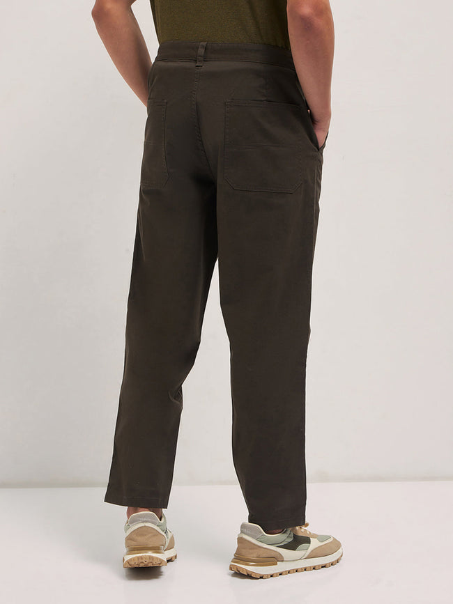 Men Brown Solid Casual Chino Trouser