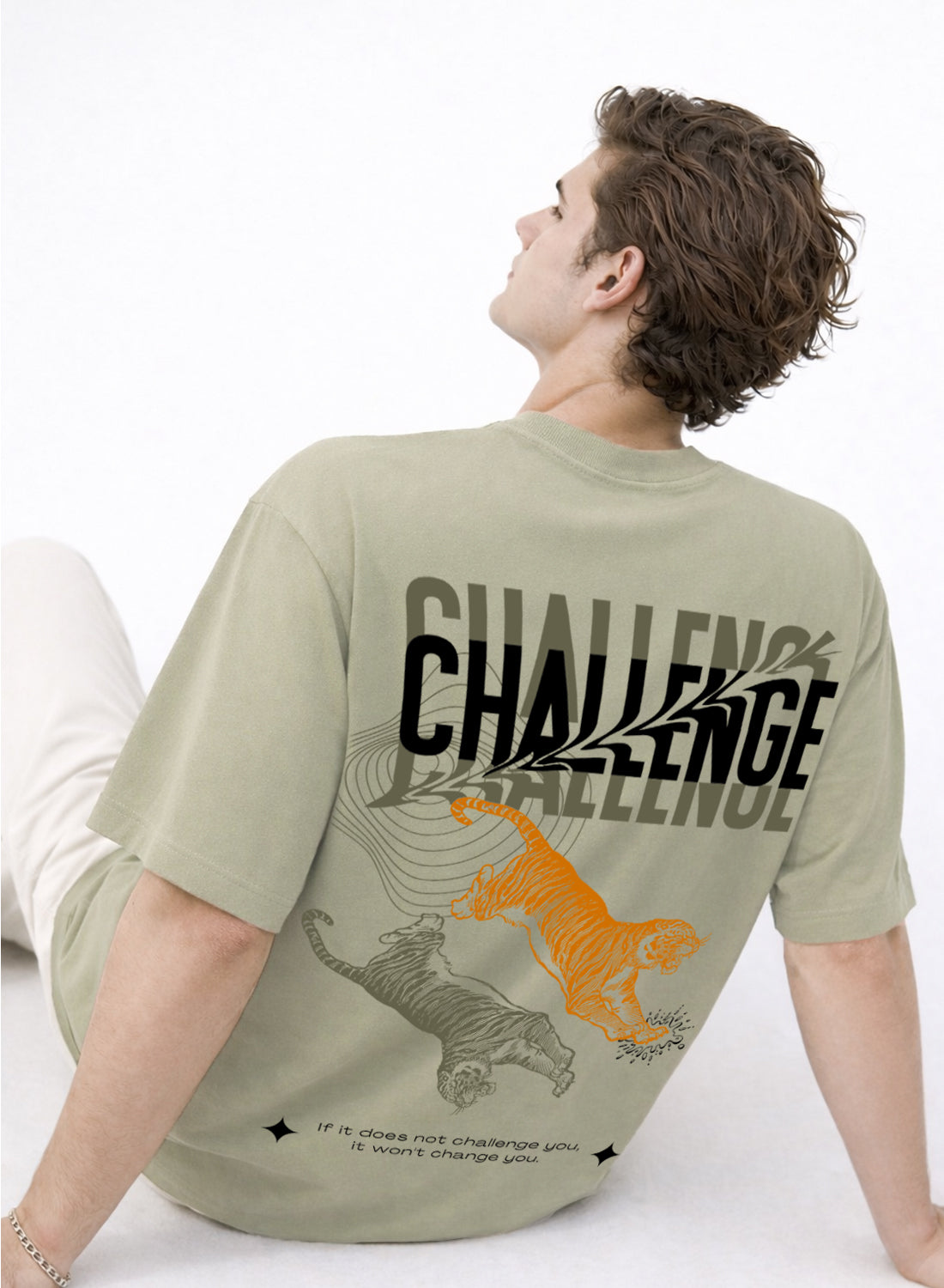 Men Oversize Fit Back Printed T-Shirt