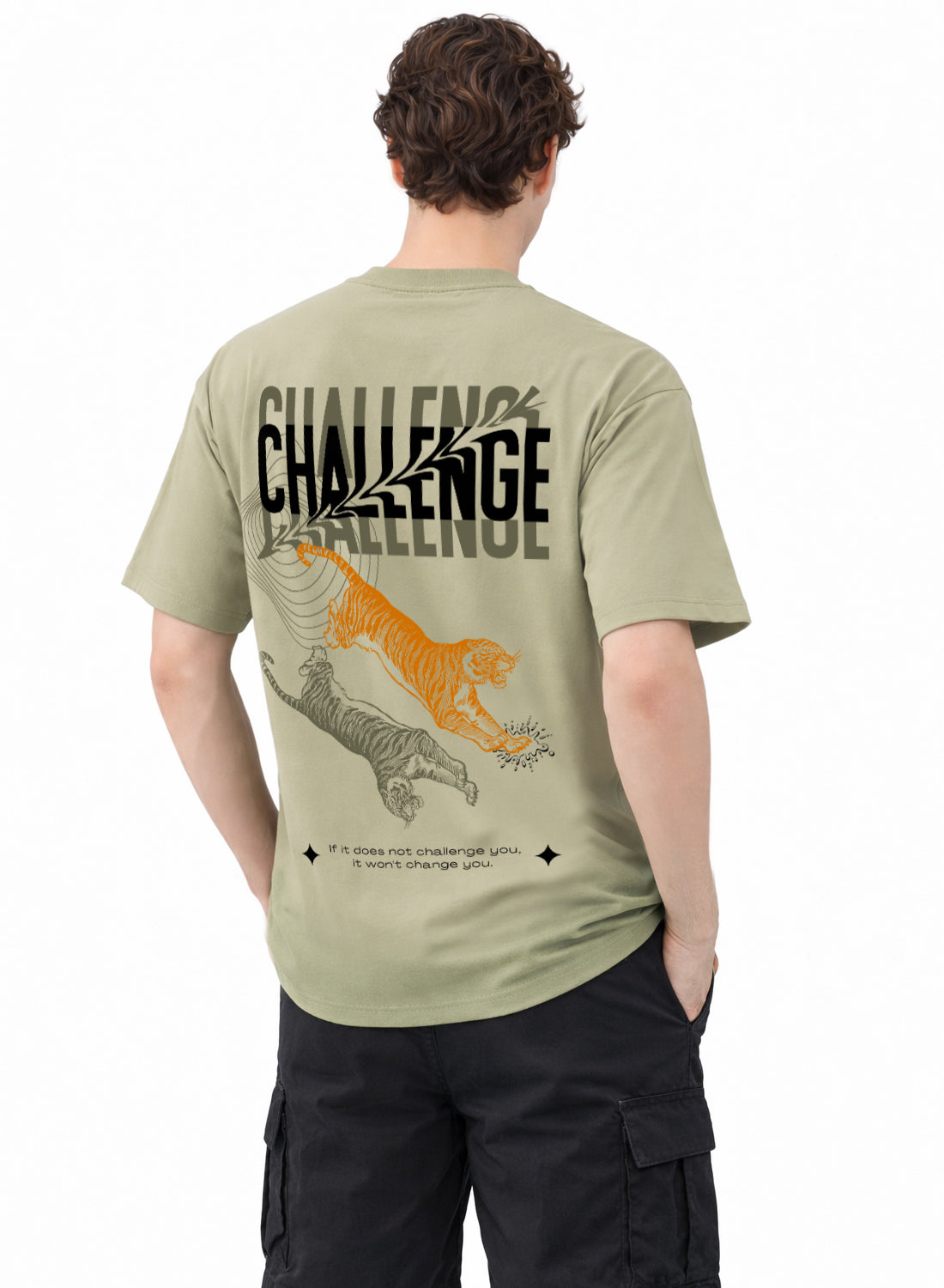 Men Oversize Fit Back Printed T-Shirt