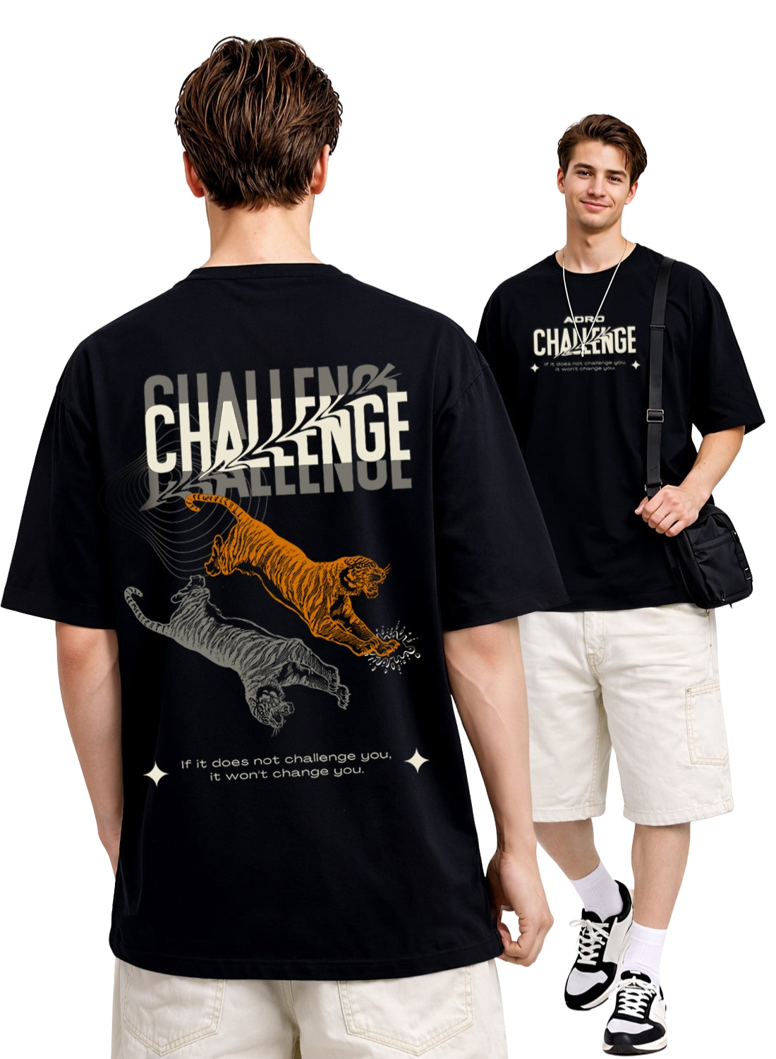 Men Oversize Fit Back Printed T-Shirt