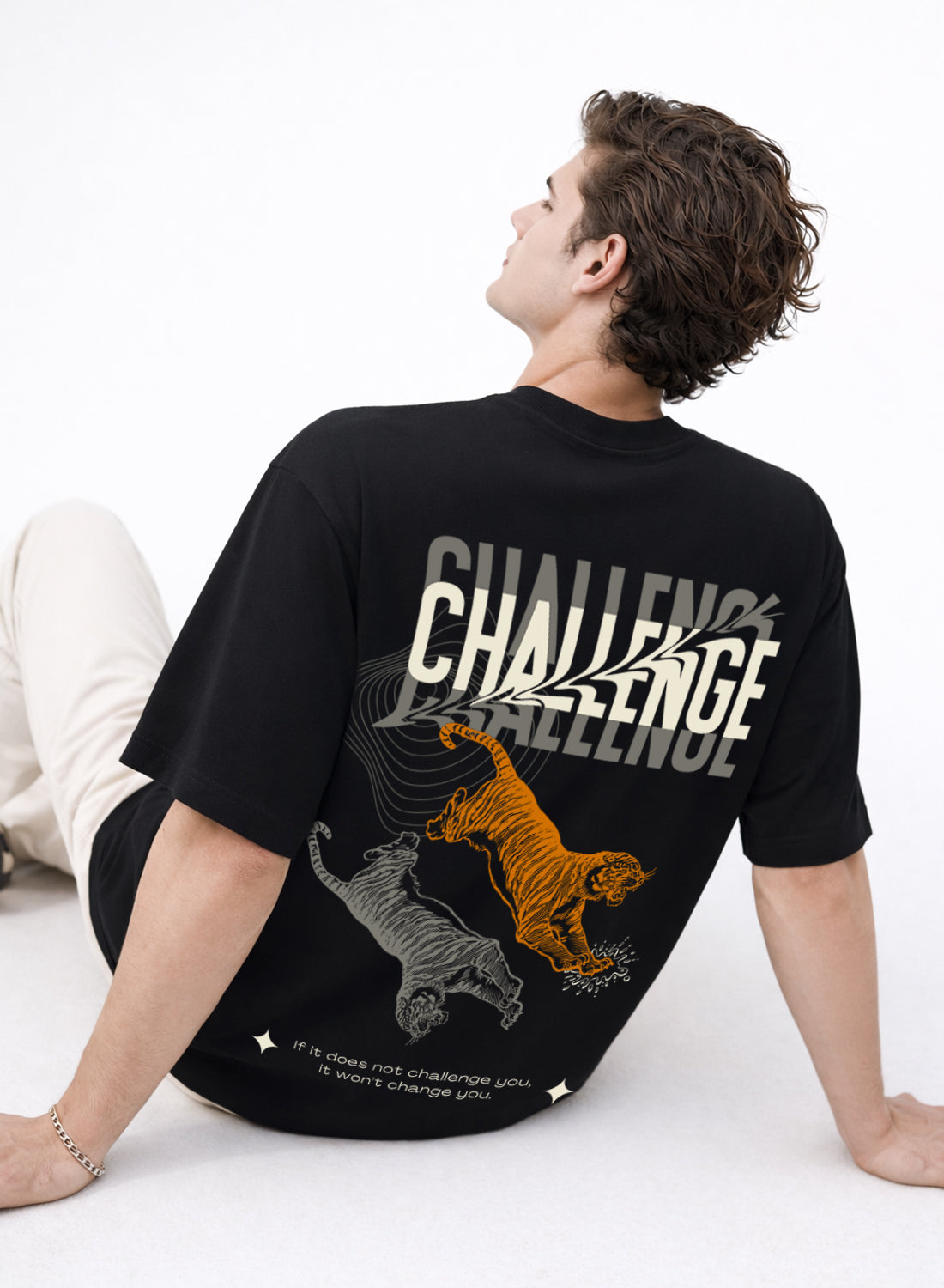 Men Oversize Fit Back Printed T-Shirt