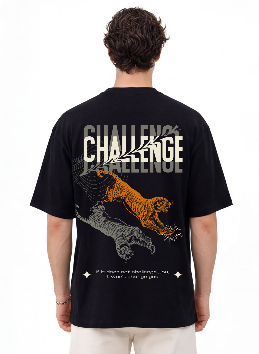 Men Oversize Fit Back Printed T-Shirt
