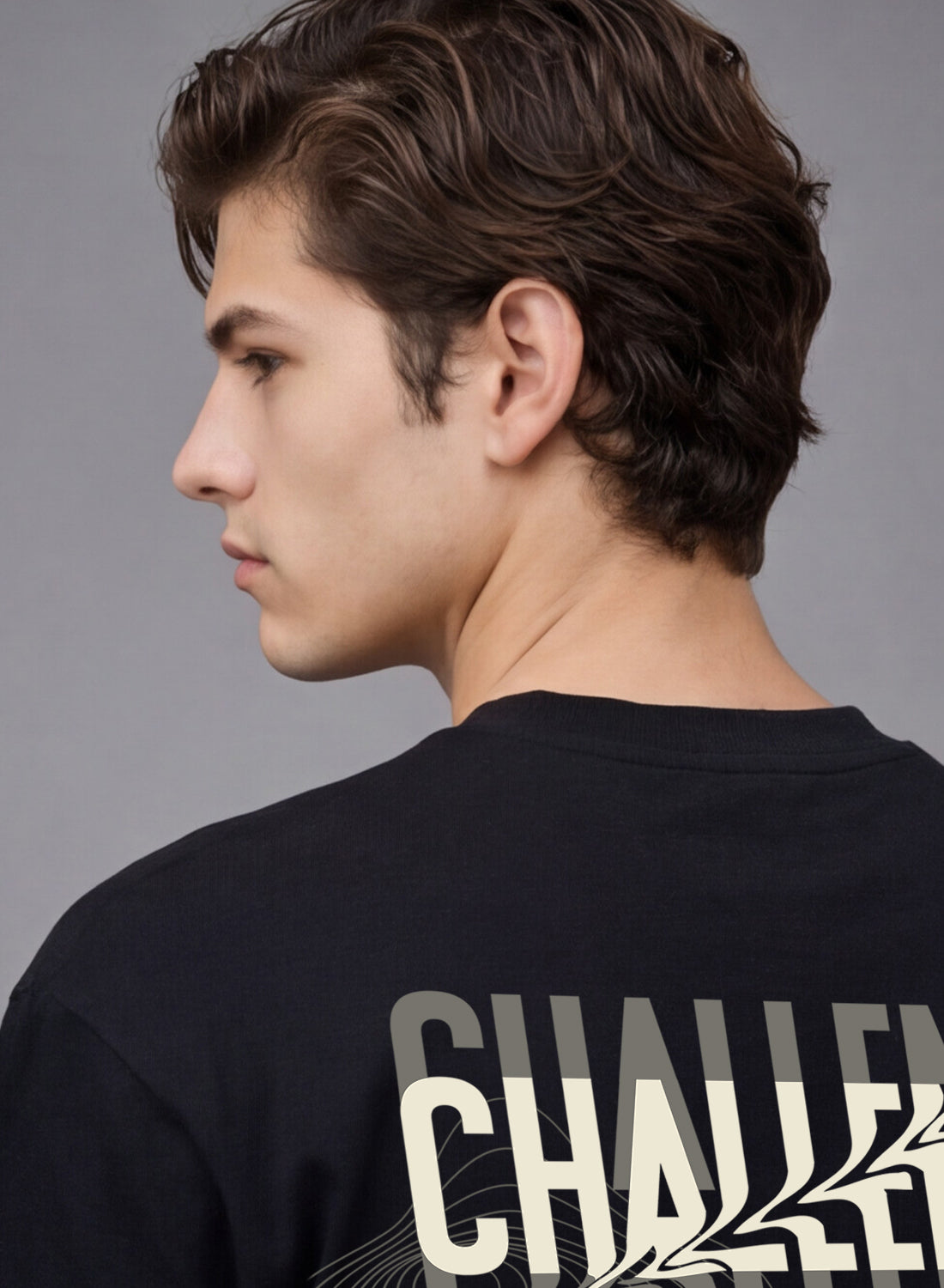 Men Oversize Fit Back Printed T-Shirt