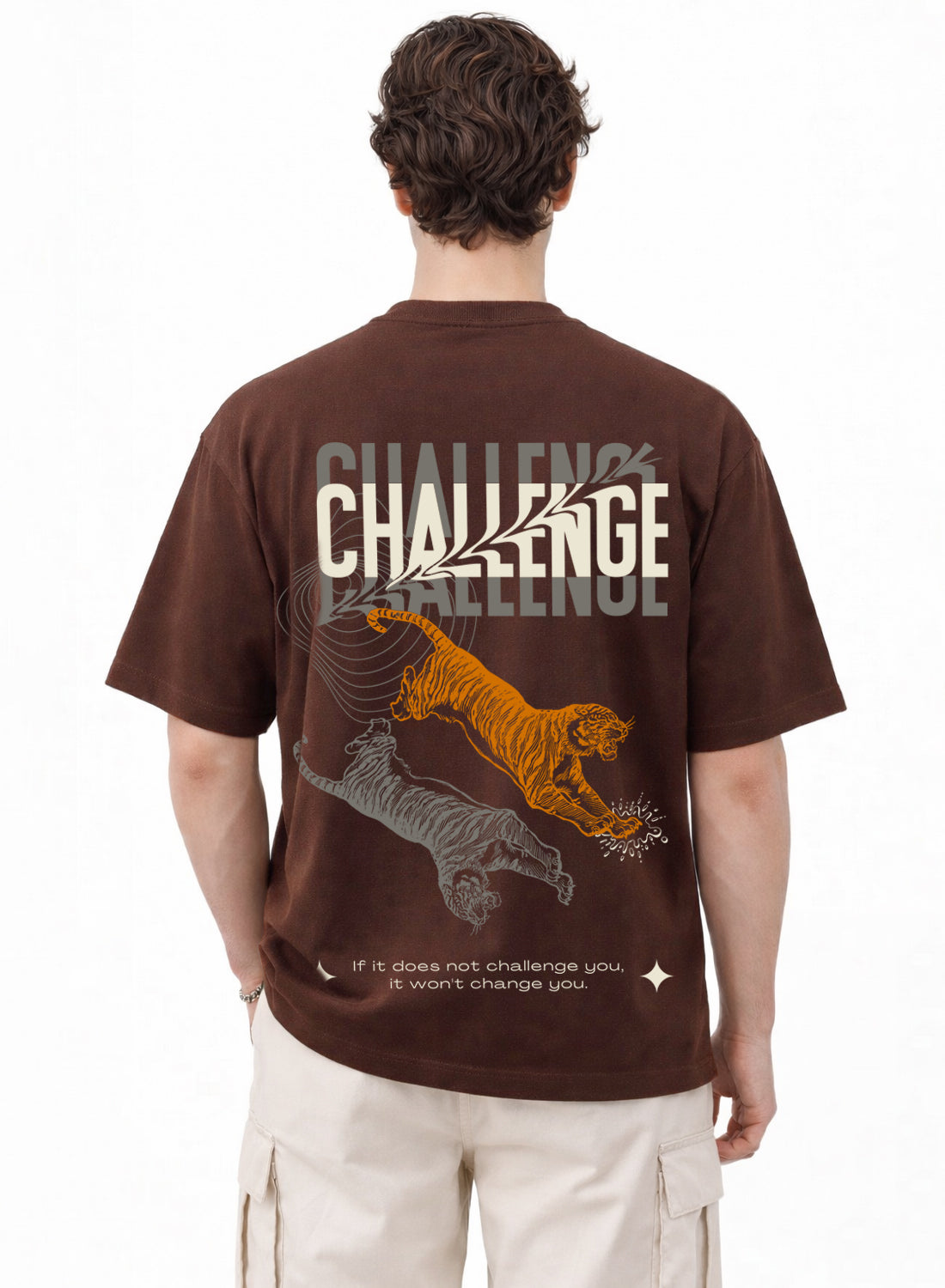 Men Oversize Fit Back Printed T-Shirt