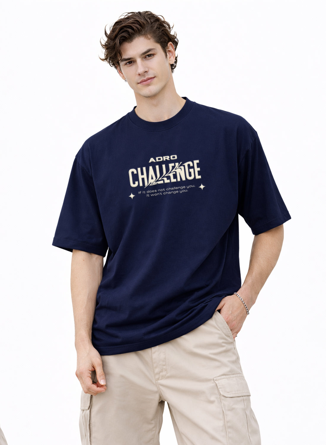 Men Oversize Fit Back Printed T-Shirt