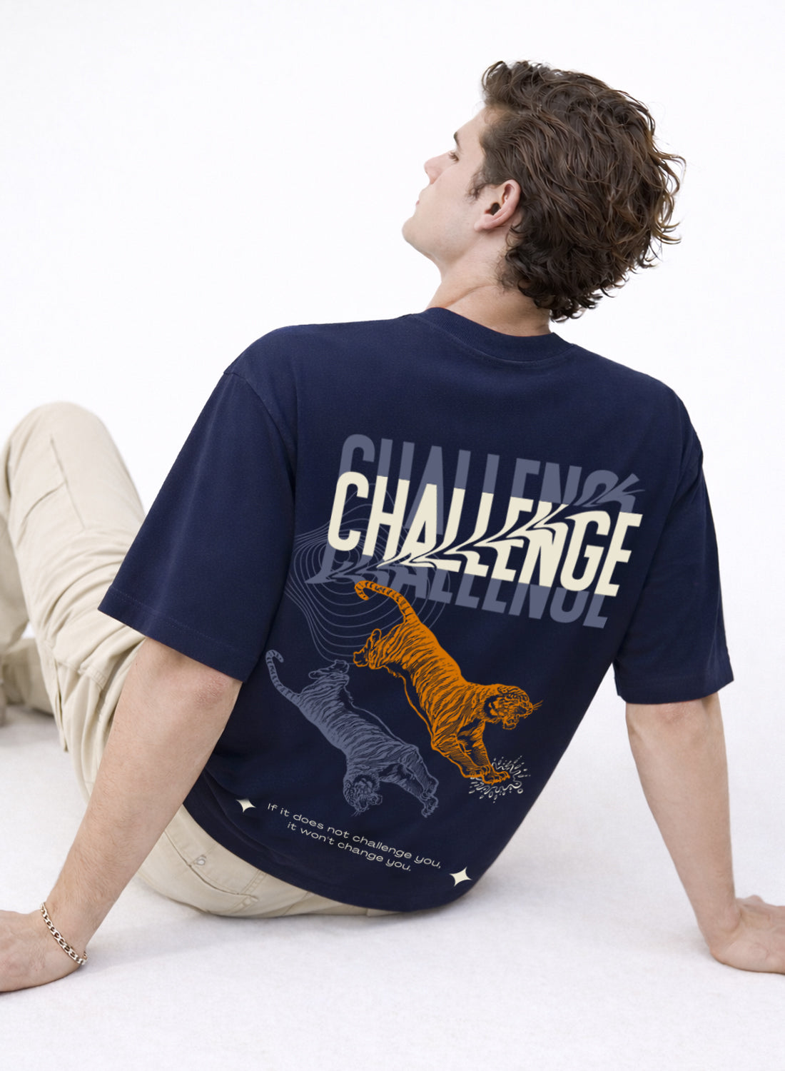 Men Oversize Fit Back Printed T-Shirt