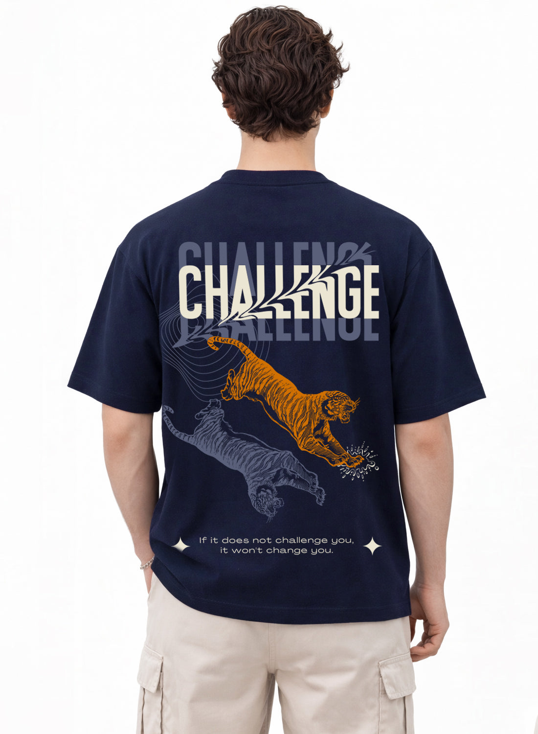 Men Oversize Fit Back Printed T-Shirt