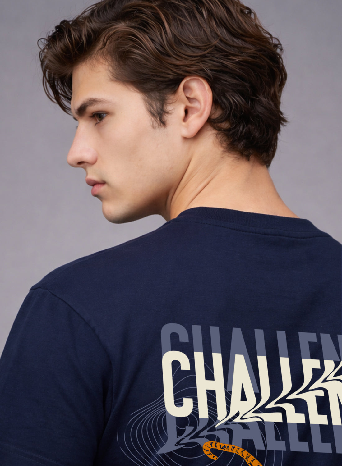 Men Oversize Fit Back Printed T-Shirt