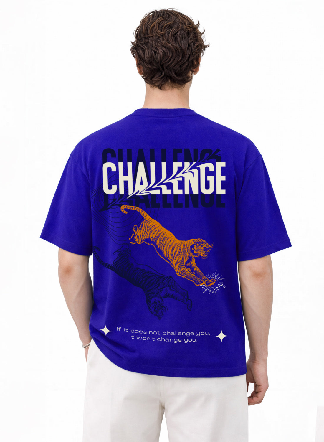 Men Oversize Fit Back Printed T-Shirt