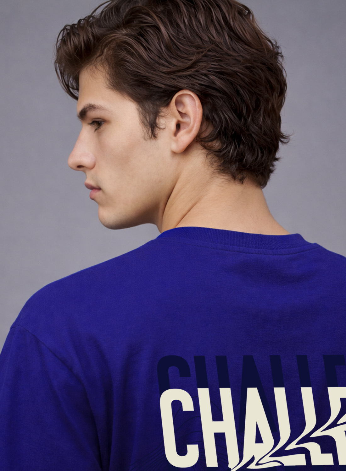 Men Oversize Fit Back Printed T-Shirt