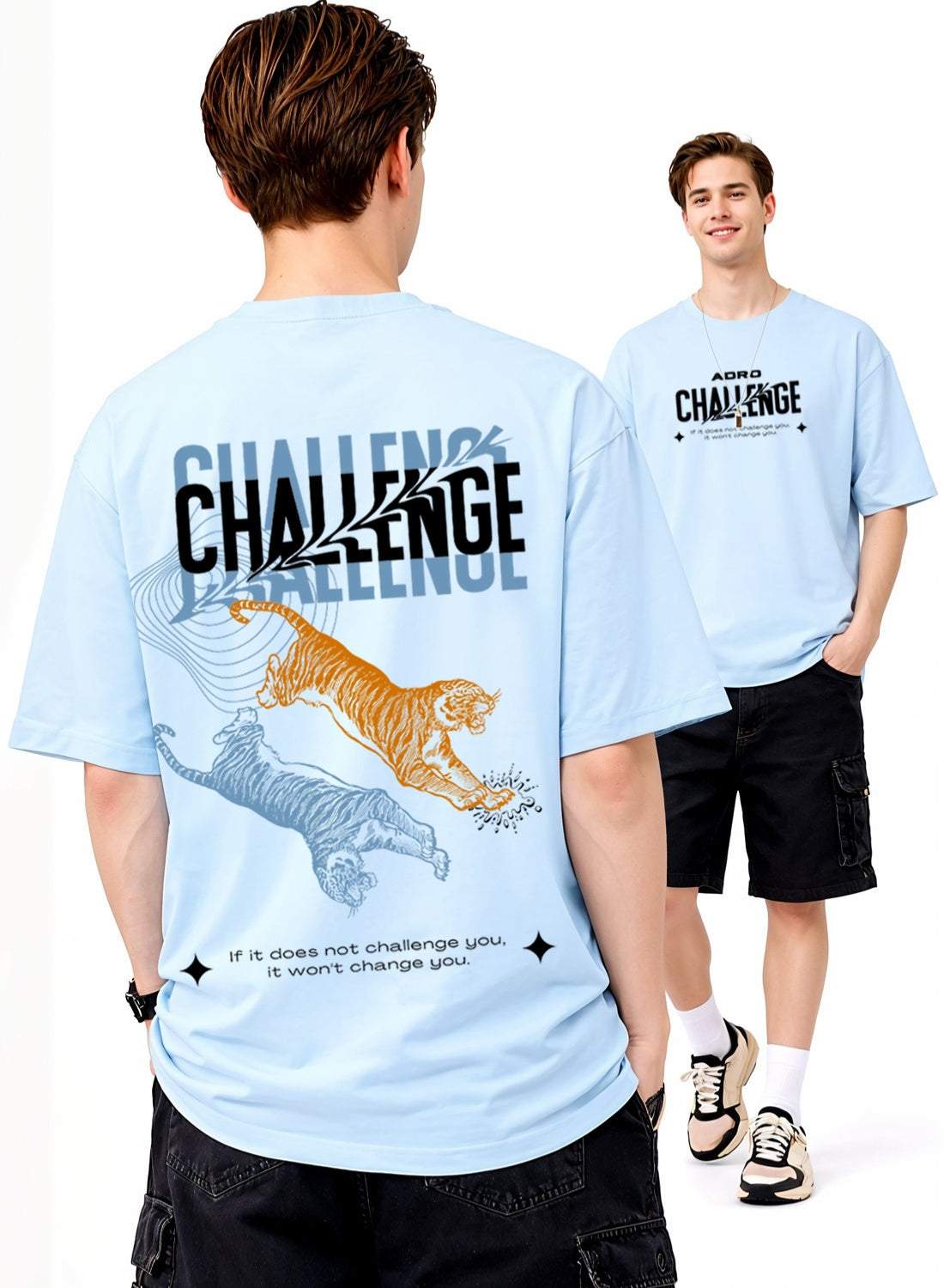 Men Oversize Fit Back Printed T-Shirt