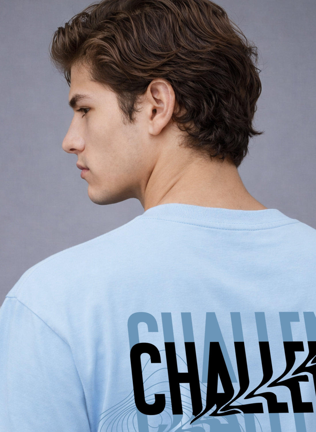 Men Oversize Fit Back Printed T-Shirt