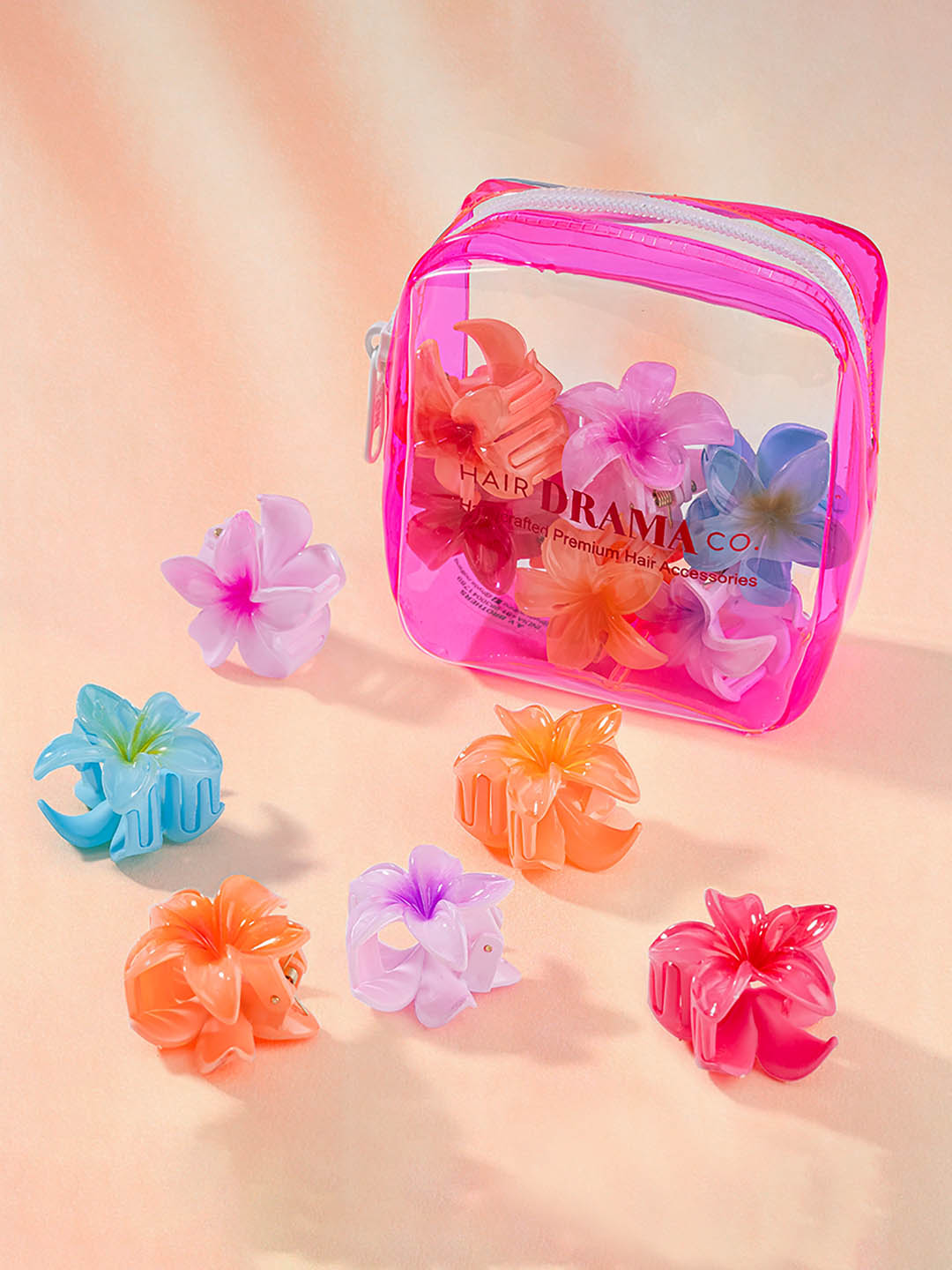 Multi Flower Hair Claw Clips with Free Pouch Set of 6
