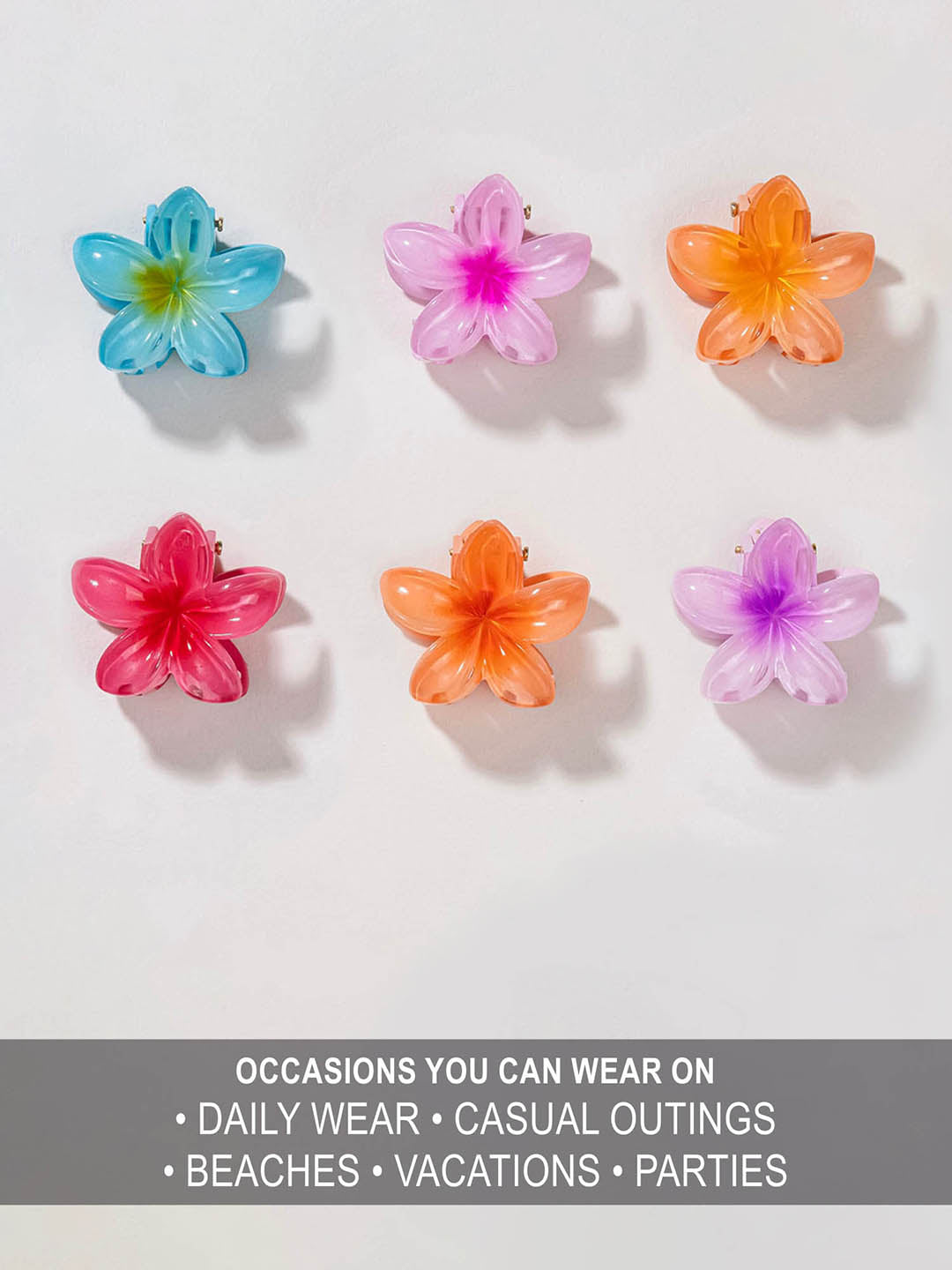 Multi Flower Hair Claw Clips with Free Pouch Set of 6