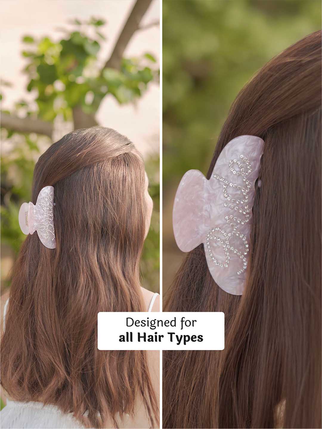 Women Pink Holographic Bride Claw Clip
