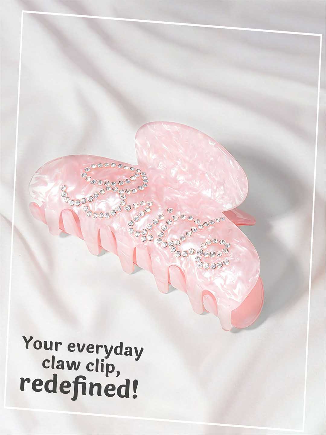 Women Pink Holographic Bride Claw Clip