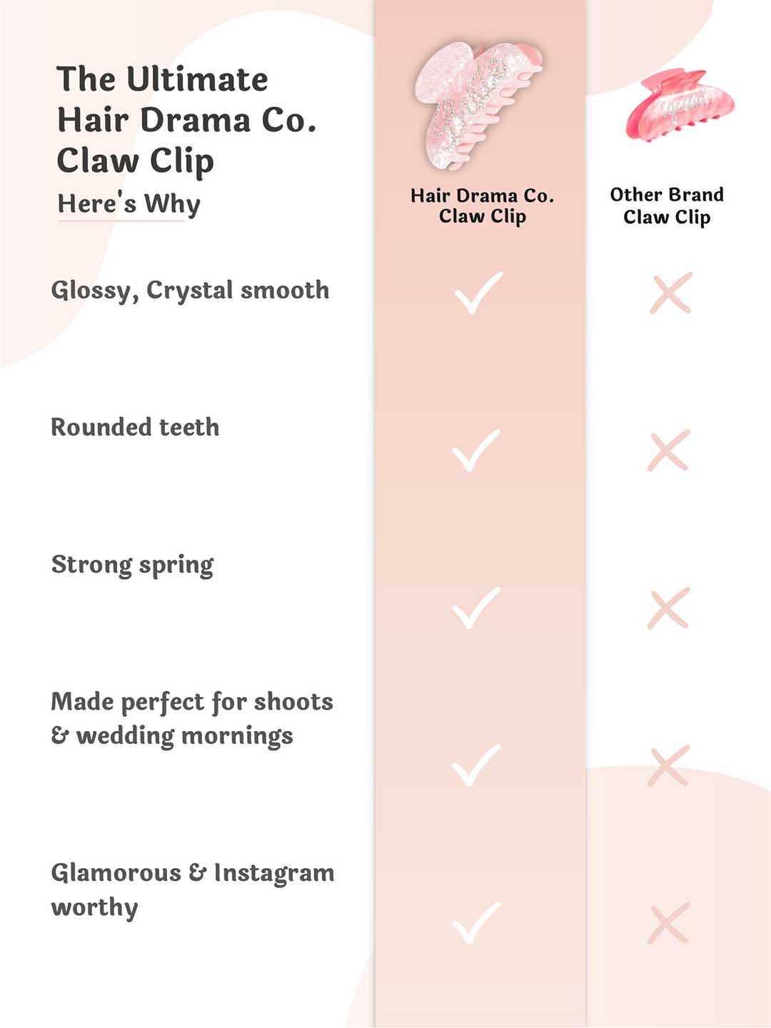 Women Pink Holographic Bride Claw Clip