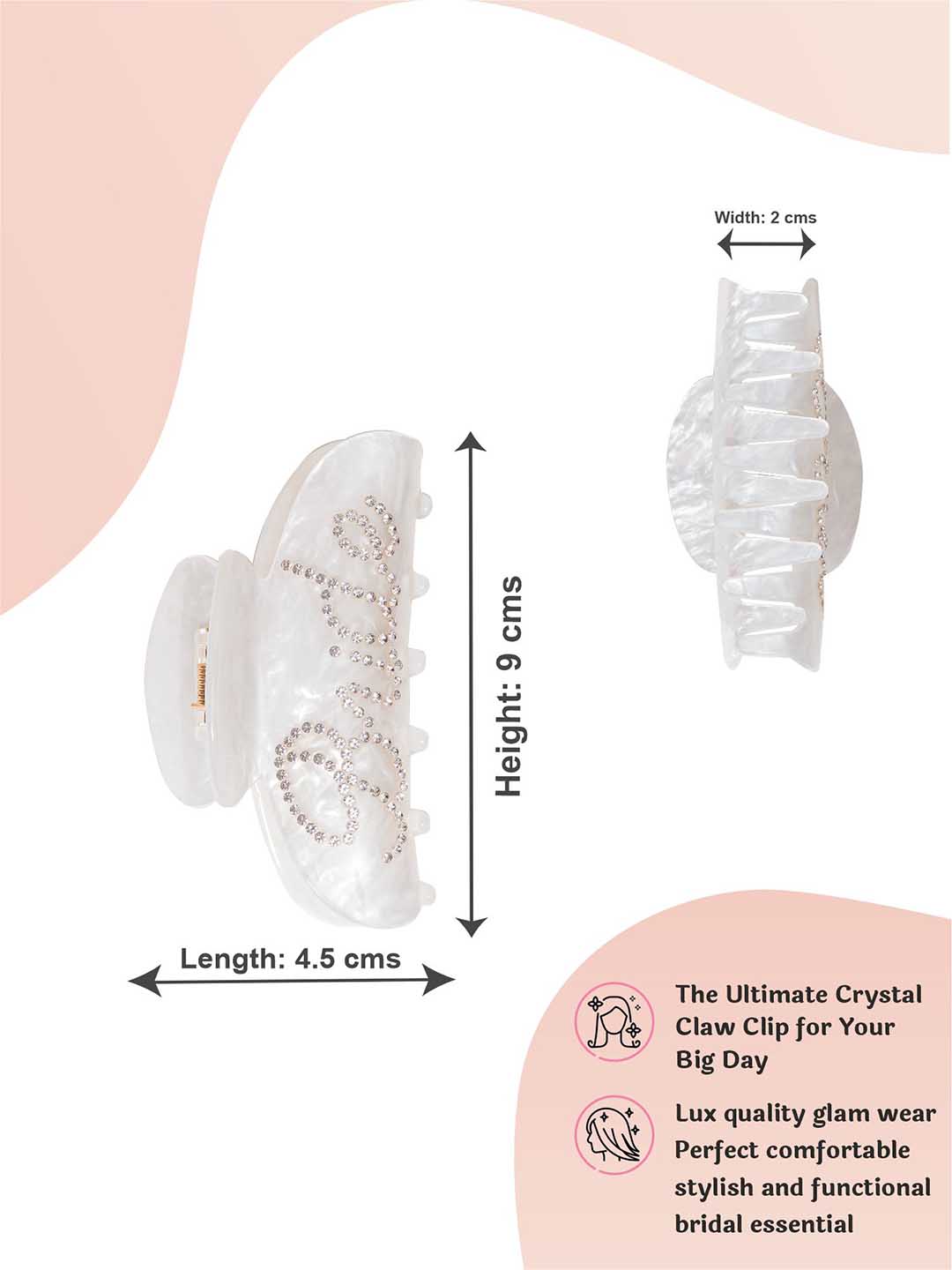 Women White Holographic Bride Claw Clip
