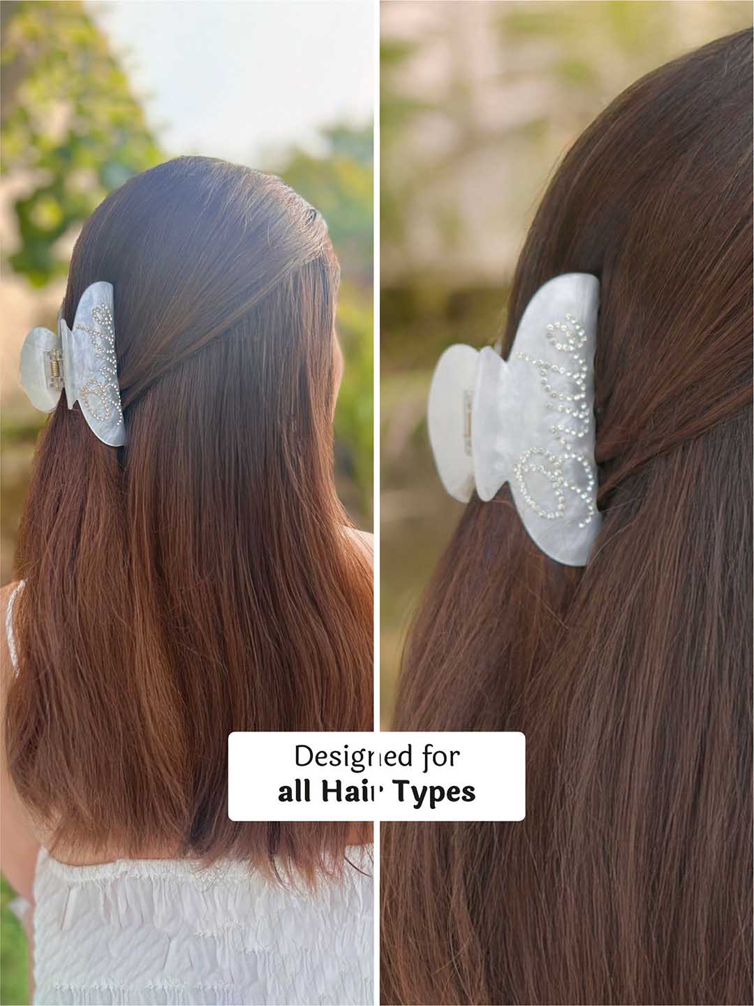 Women White Holographic Bride Claw Clip