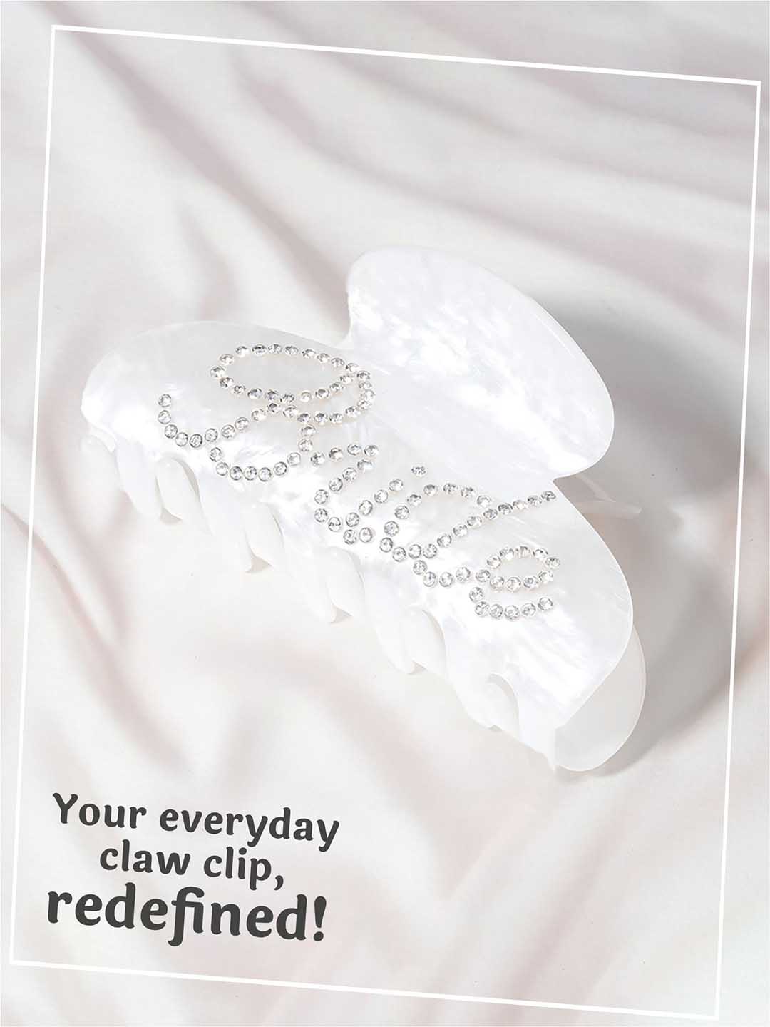 Women White Holographic Bride Claw Clip