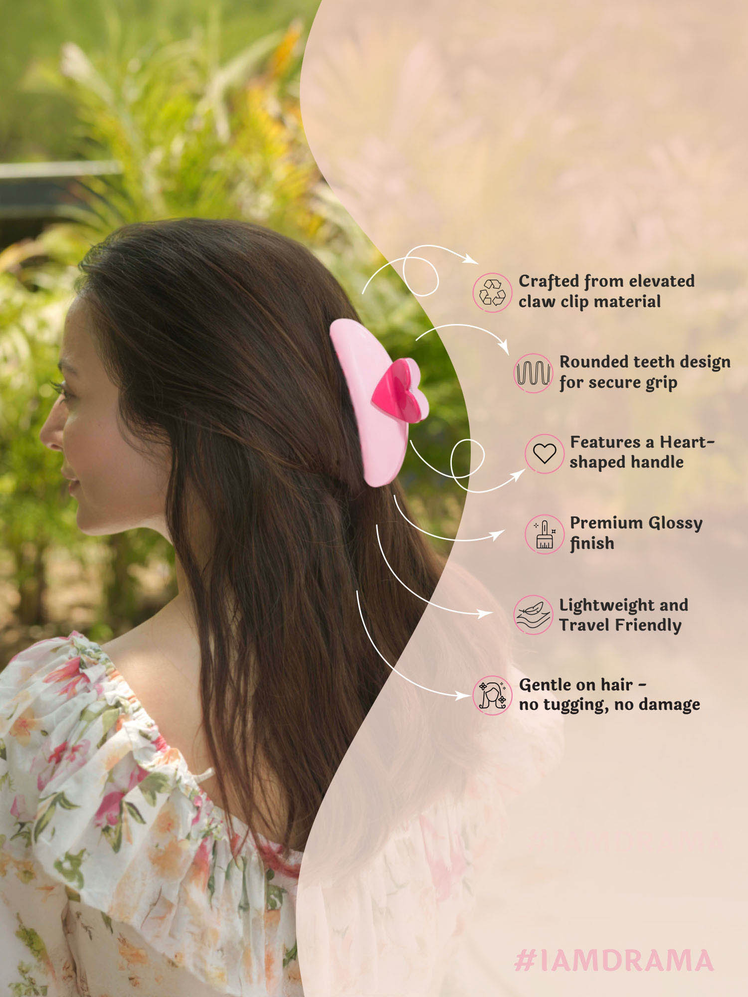 Pink Love Lock Claw Clip