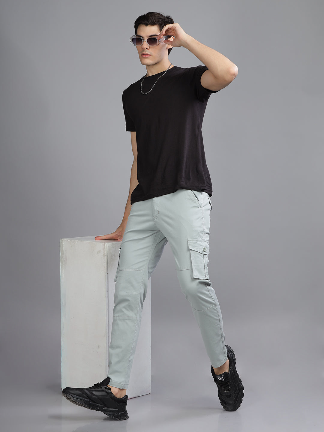 Men Twill Blue Cargo Pant