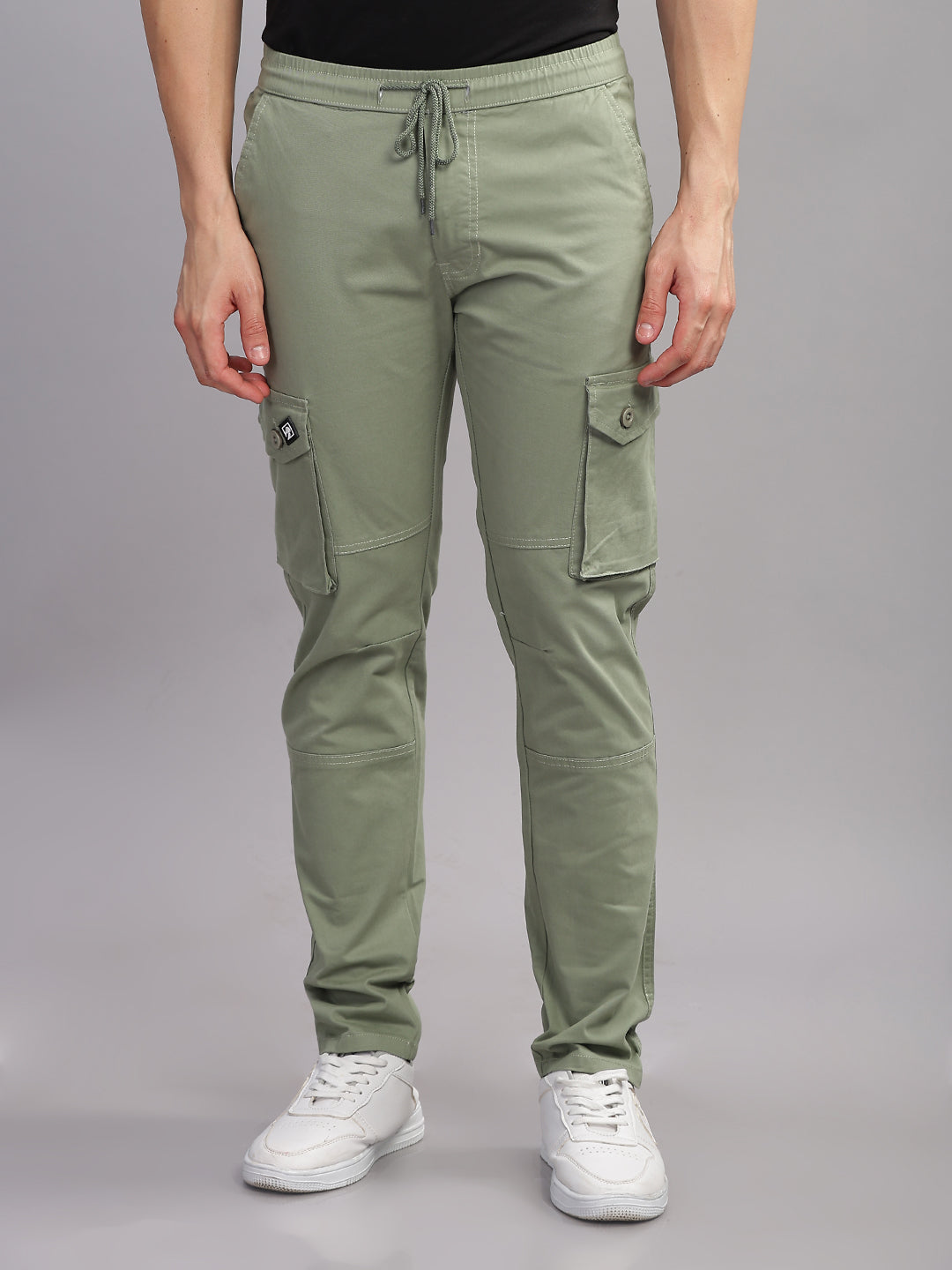 Men Aslant Green Cargo Pant