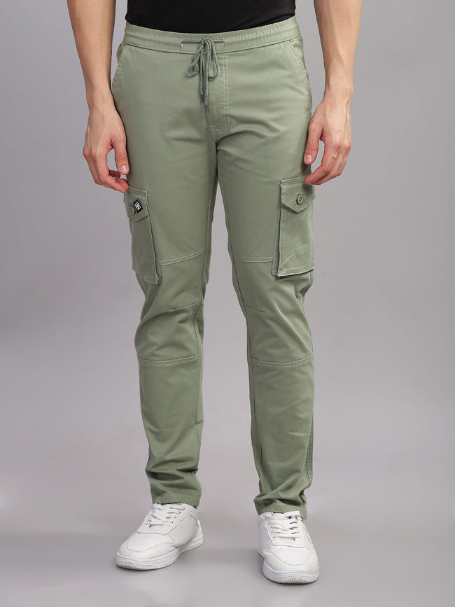 Men Aslant Green Cargo Pant