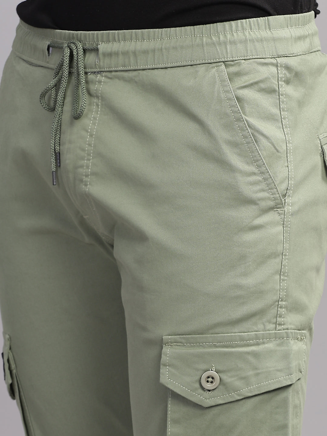 Men Aslant Green Cargo Pant