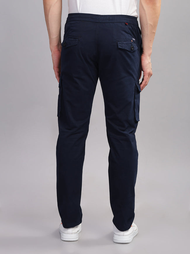 Men Aslant Navy Cargo Pant