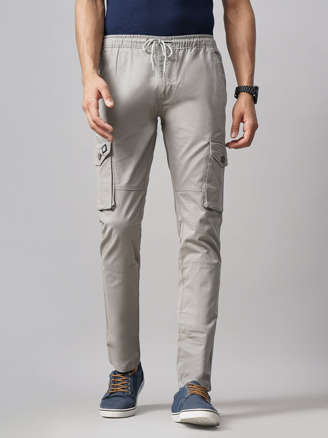 Men Ash Grey Aslant Cargo Pant