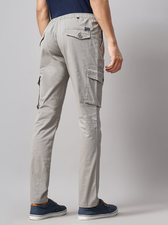 Men Ash Grey Aslant Cargo Pant