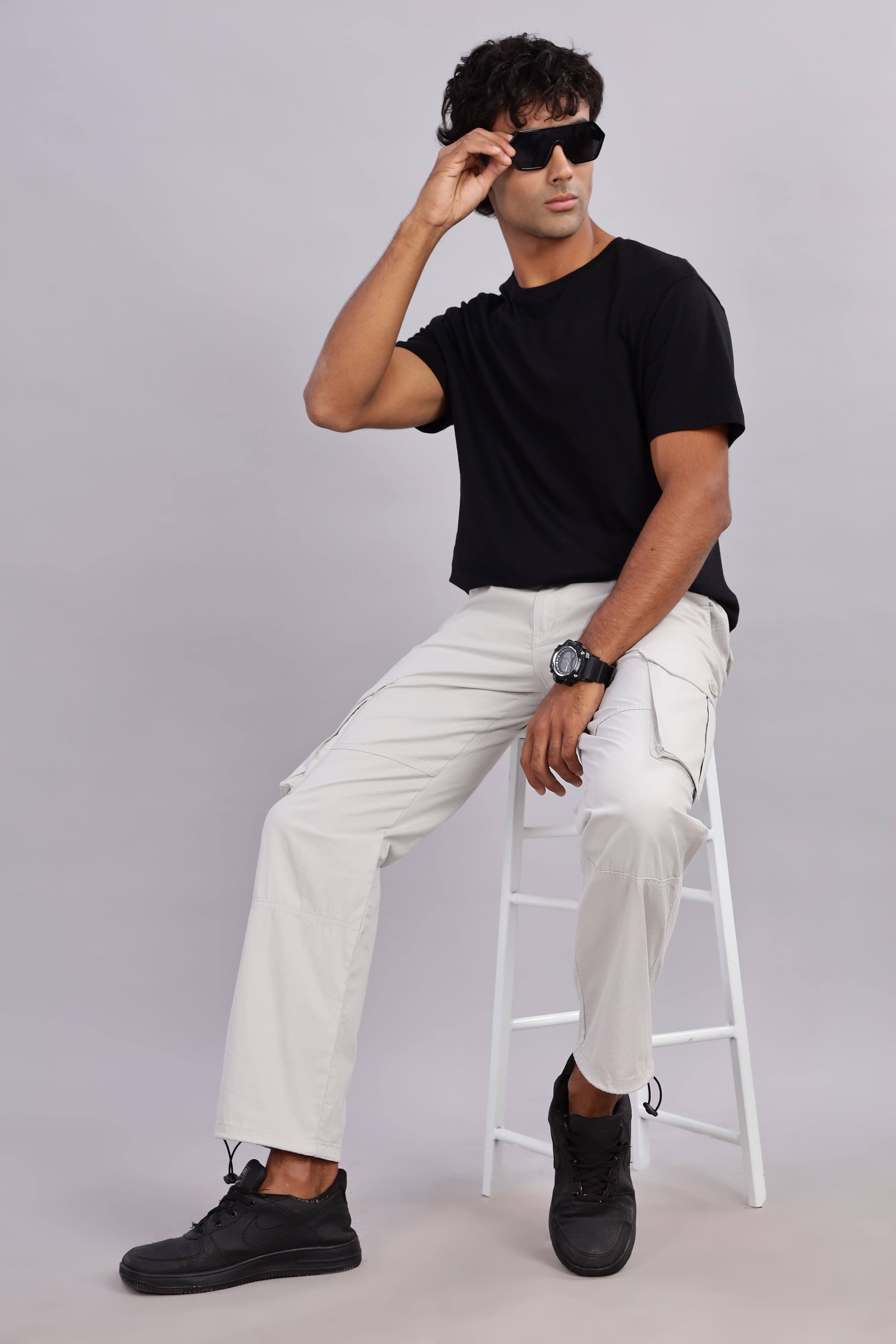 Men Sway Grey Parachute Cargo Pant