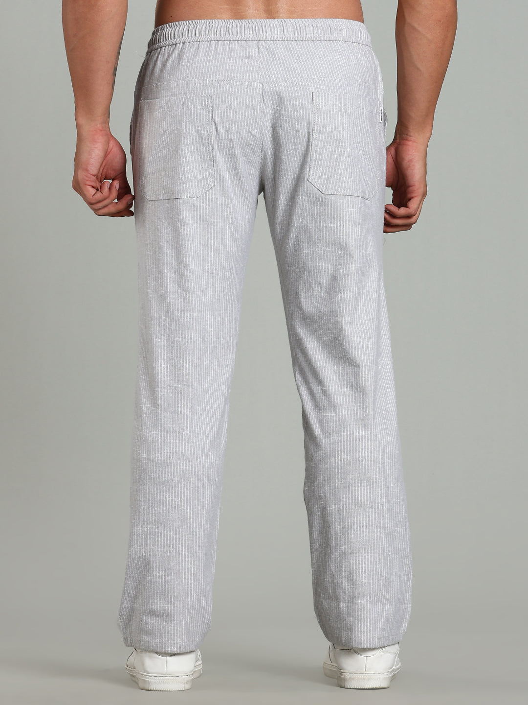 Men Haven Grey Striped Linen Pant
