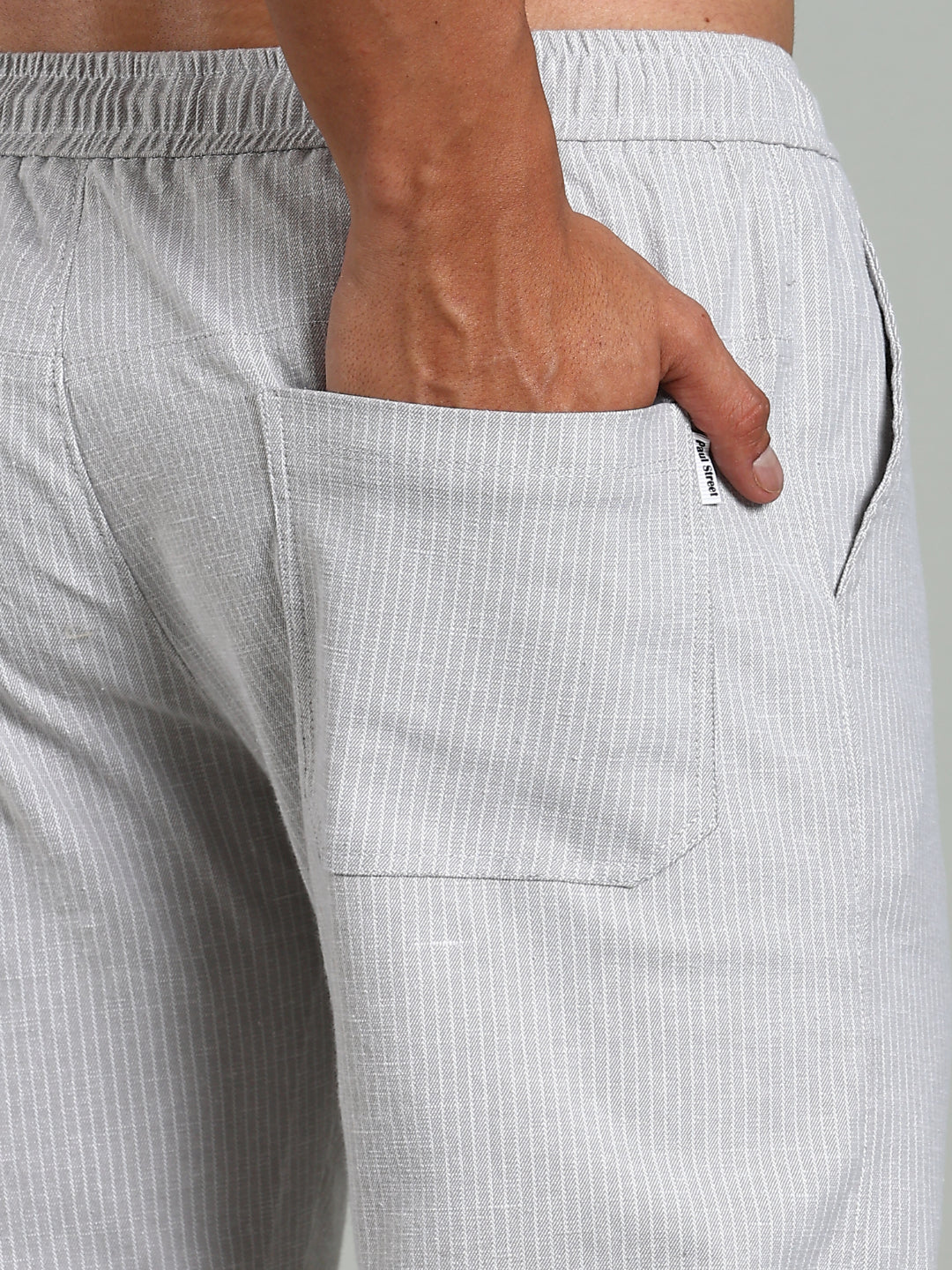 Men Haven Grey Striped Linen Pant